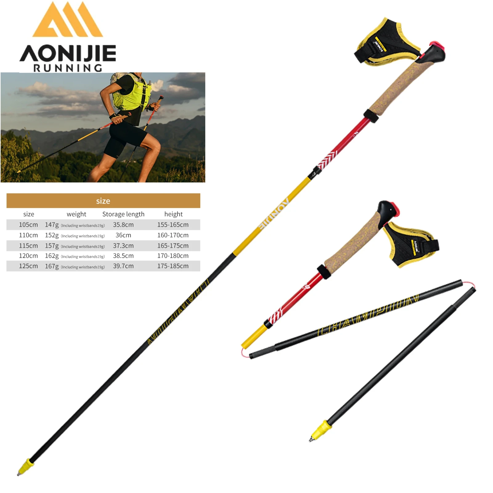 2 Pcs AONIJIE E4212 Folding Ca - đánh giá và giá Trekking Pole Carbon